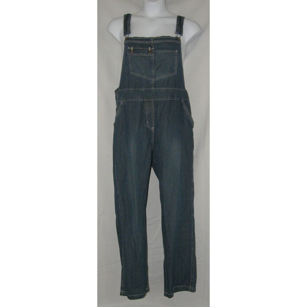 Blue Denim Sz 16 Casual Wear 100% Cotton Bib Jean Overalls NEW YORK & COMPANY